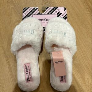 New Juicy Couture Pink Faux-Fur Slide Slippers size large